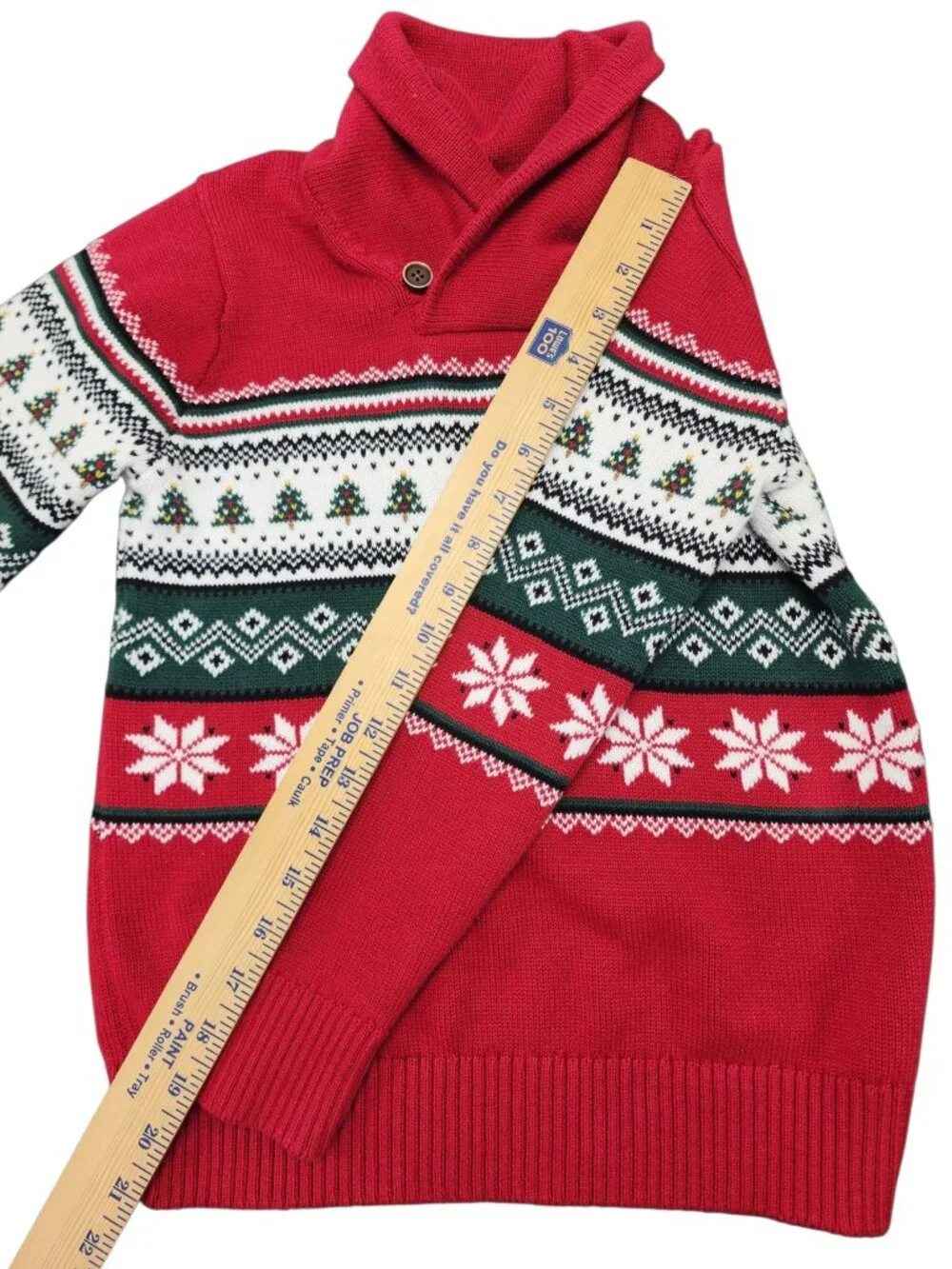 The Childrens Place Knit Sweater Size M(7/8) Red Fair Isle Snowflake Christmas